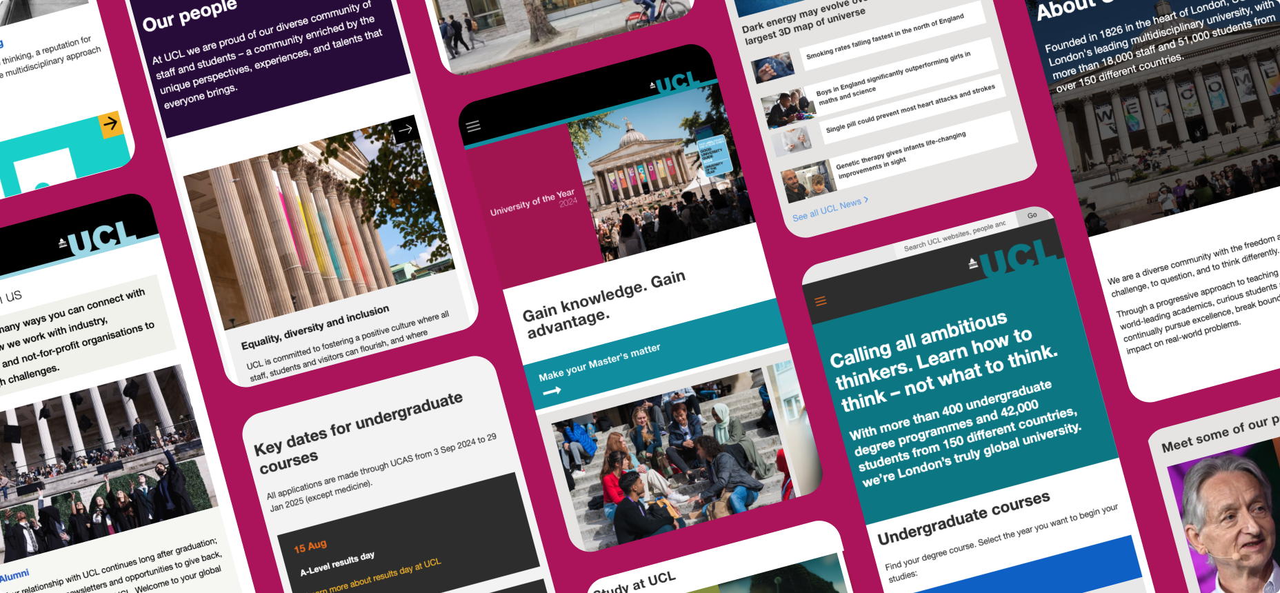 Grid of multiple UCL mobile page views