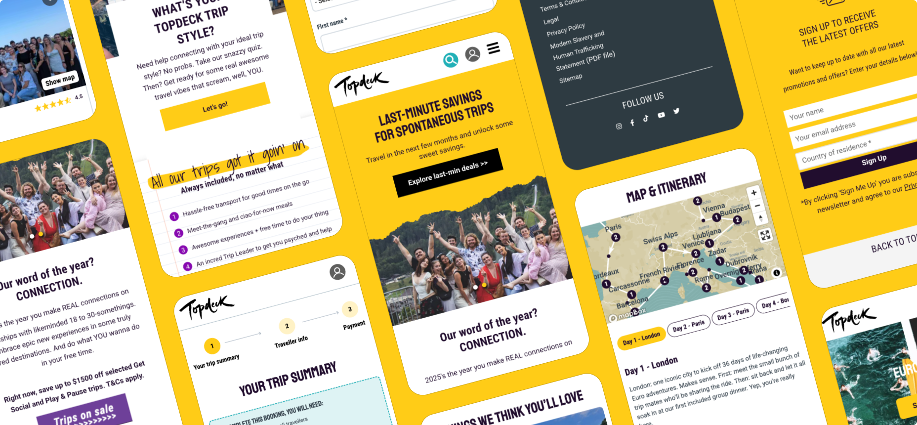 Grid of multiple Topdeck mobile page views