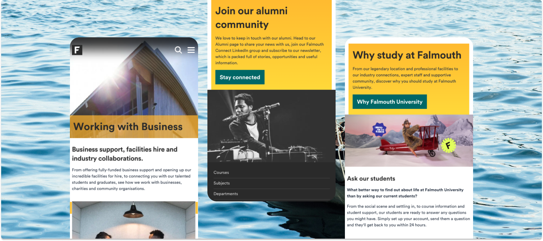 3 Falmouth University mobile page views