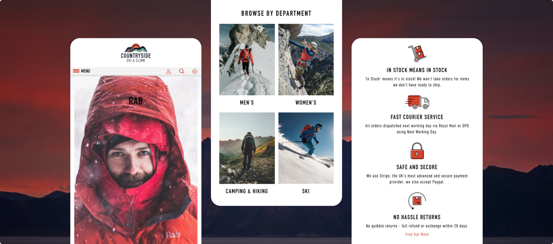Three Visit Valencia mobile page views on a sunset background