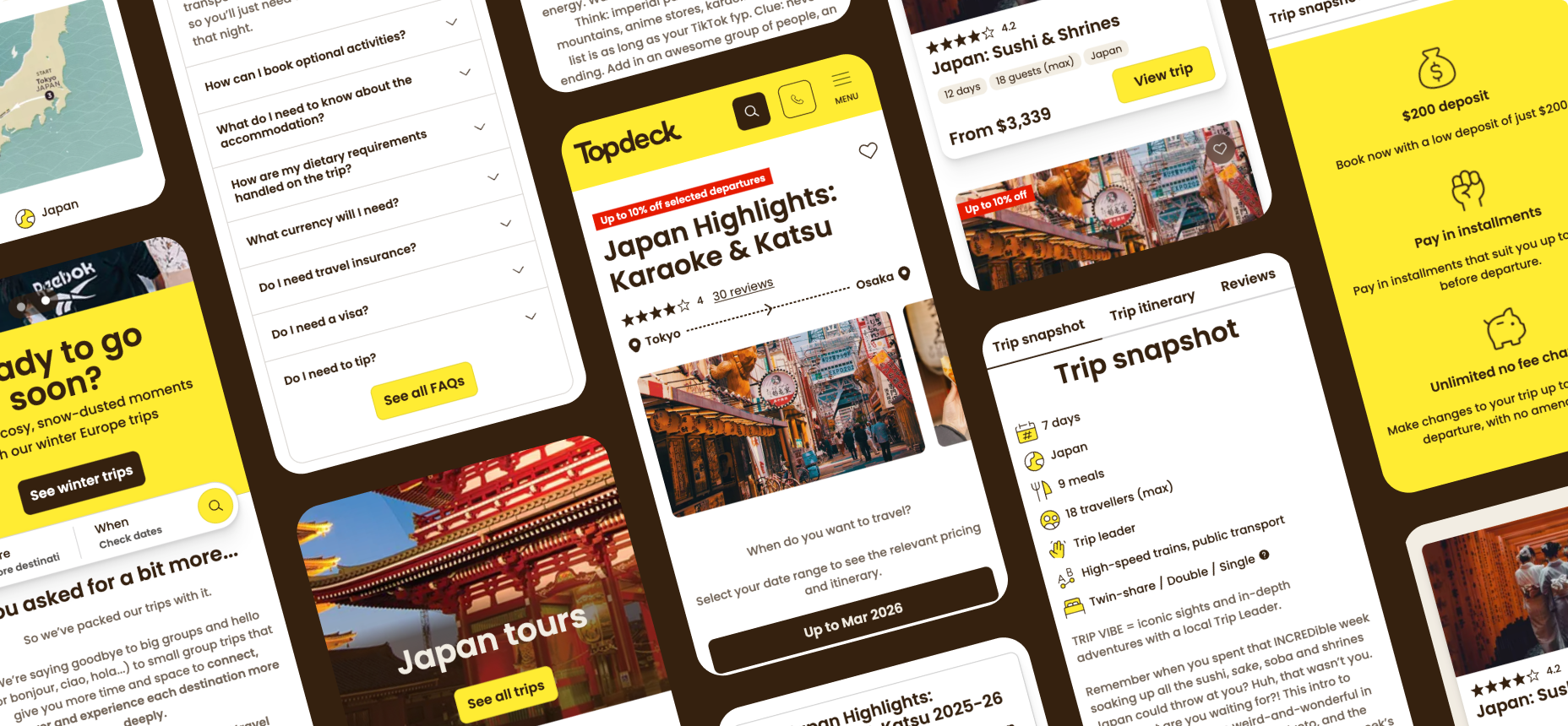 Grid of Topdeck Travel mobile view