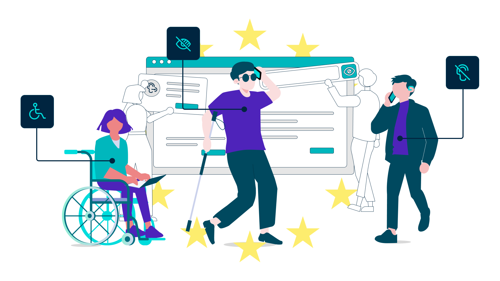 Graphic displaying people with various disabilities