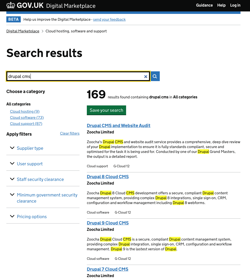 G-Cloud Keyword Search