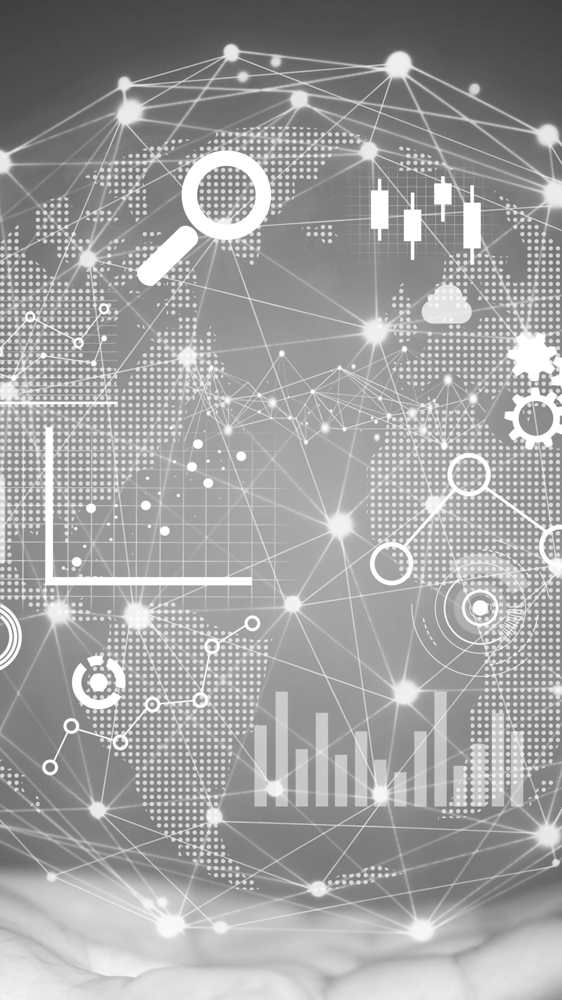 Various graphs and icons - black and white