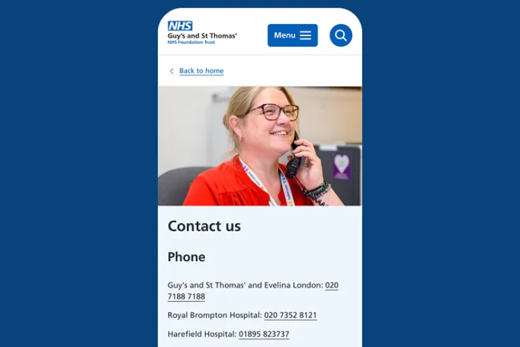 GSTT mobile page view