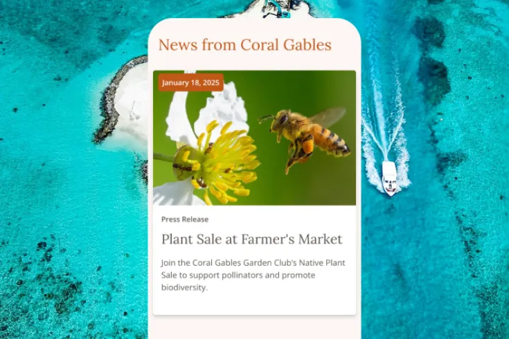 Coral Gables mobile page view