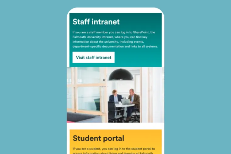 Falmouth University mobile page view
