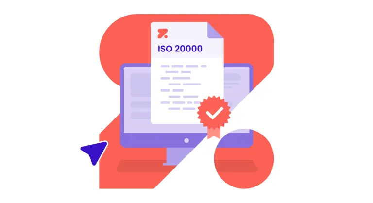 Illustration of an ISO certificate over an orange "Z".