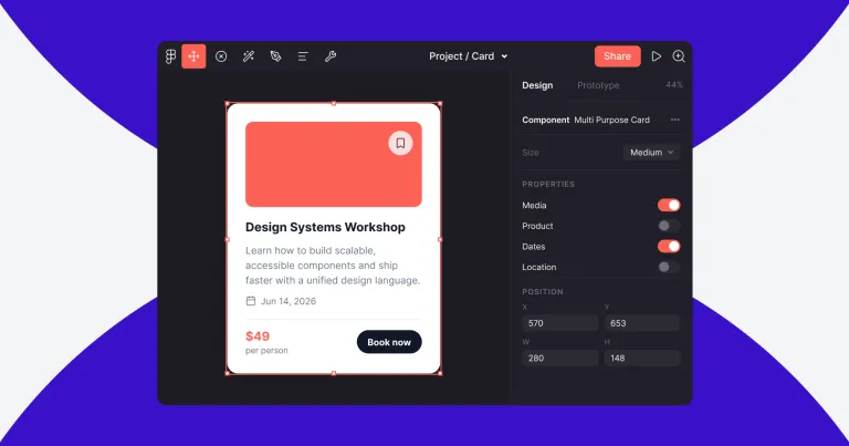 Reusable card component demonstrating how slot-based layouts support different content types.