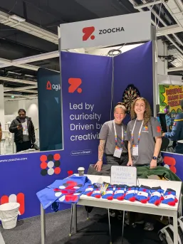 Picture of Sam and Hannah at our booth