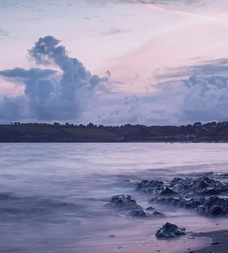Coastal shoreline at dusk