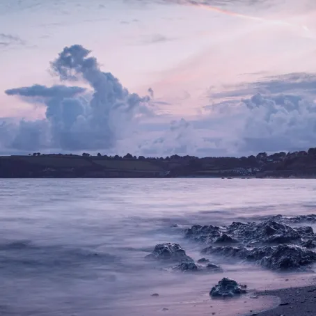 Coastal shoreline at dusk