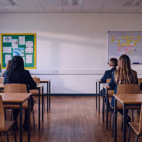 Children studying in a classroom