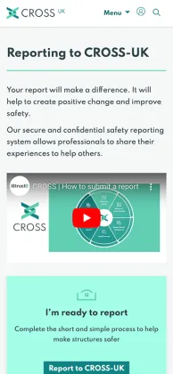 Mobile screen view of CROSS site