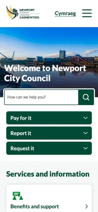 Mobile screen view of NCC site