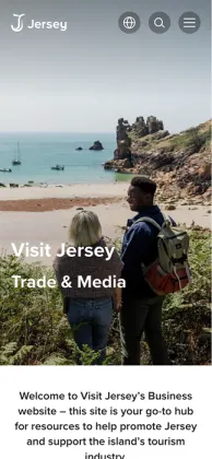 Mobile screen view of Visit Jersey site