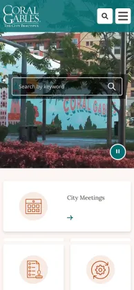 Mobile screen view of Coral Gables site