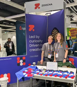 Picture of Sam and Hannah at our booth