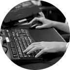 Black and white, Hands typing