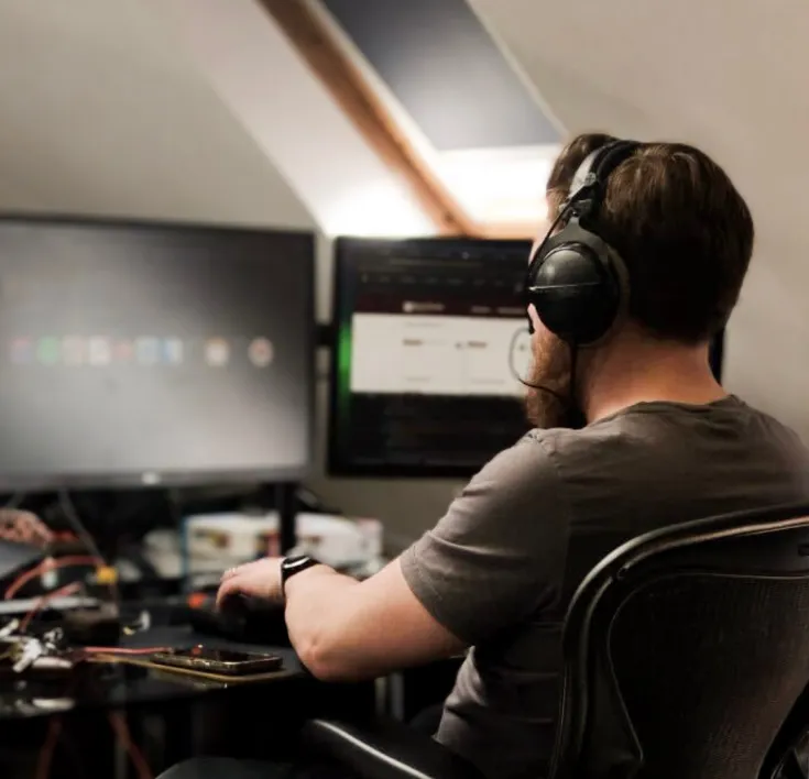 Paul working at his desk