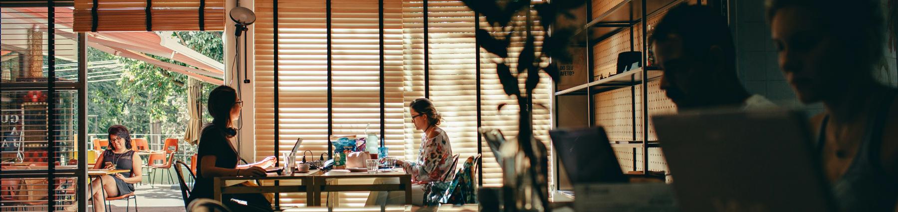 People in a cafe working