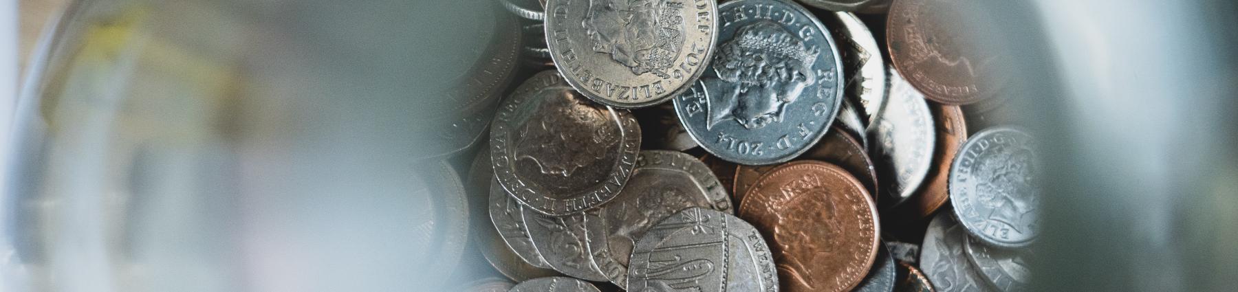 Coins in a glass