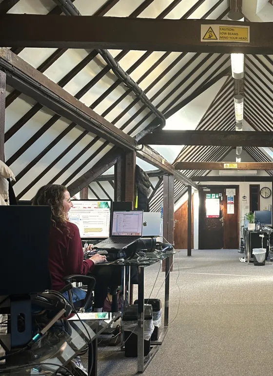 Office building with desk inside
