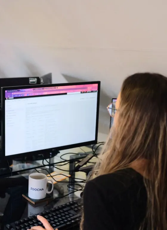 Woman working with a monitor