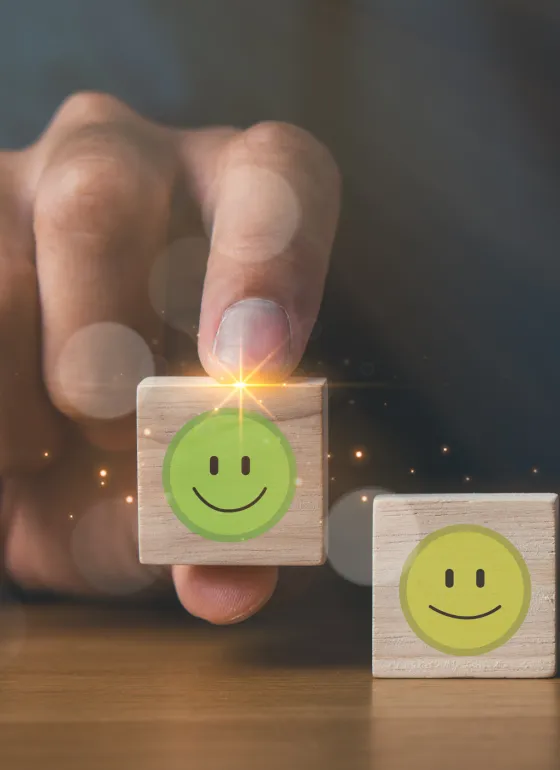 Green Smile face on a block