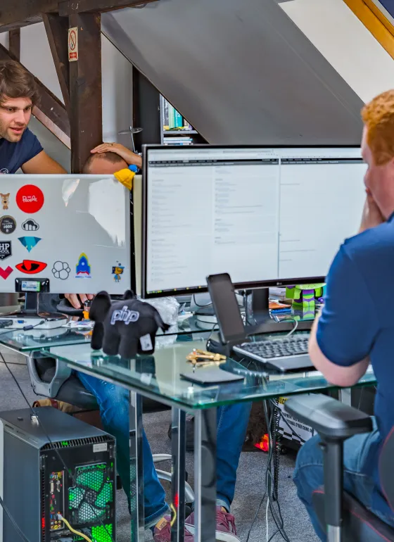 Owen and Alex working