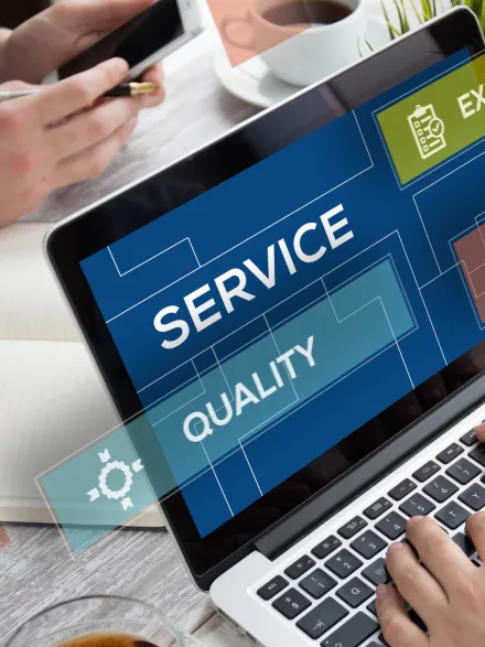 Services on a laptop screen