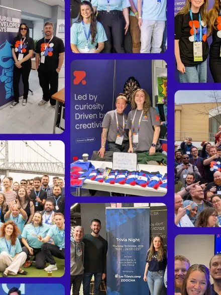 Collage of our team at various Drupal events