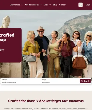 Laptop screen view of Backroads website