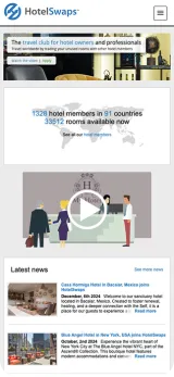 Mobile screen view of HotelSwaps site
