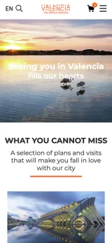 Mobile screen view of Visit Valencia site