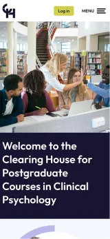 Mobile screen view of Clearing House site