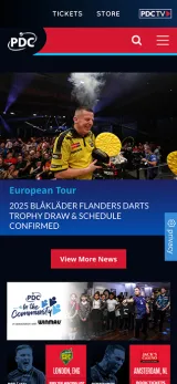 Mobile screen view of PDC site