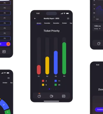 Mobile app screens