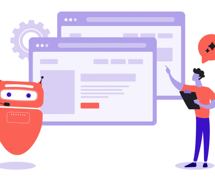 Robot and human working together illustration